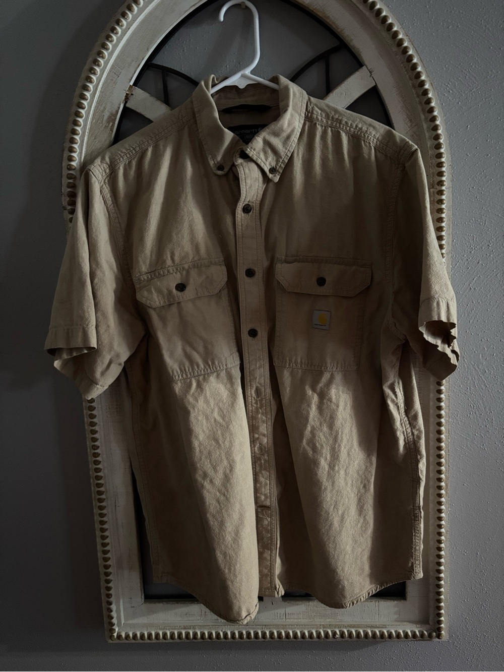 Carhartt Men’s Short Sleeve Button-Down Shirt — Tan